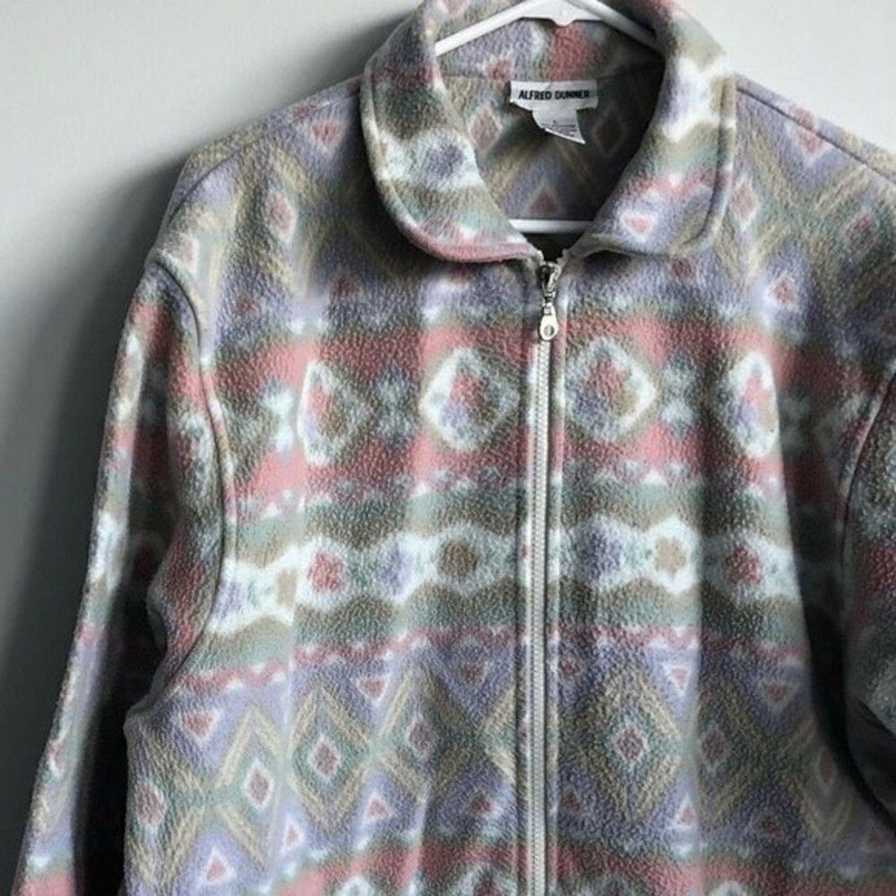 VTG Alfred Dunner Full Zip Up Jacket Multi Color Pastel Aztec Pattern Jacket L - Picture 3 of 6